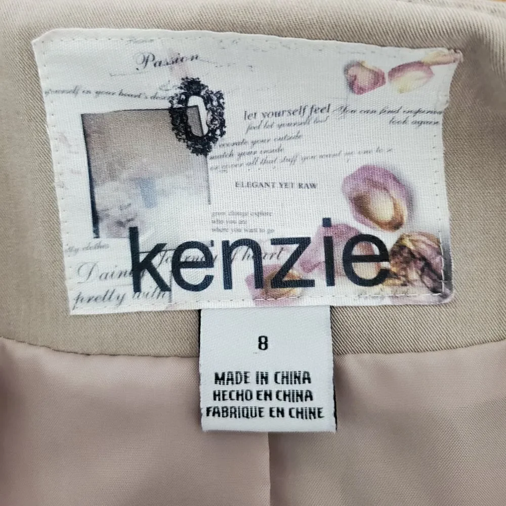 KENZIE WOMEN'S SWING JACKET POCKETS ONE BUTTON 3/4 LENGTH SLEEVES SIZE 8